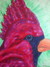 Cardinal, songbird, bird, red, painting